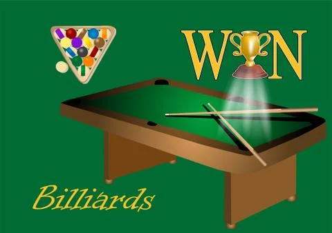 Billiards table and balls Stock Illustration