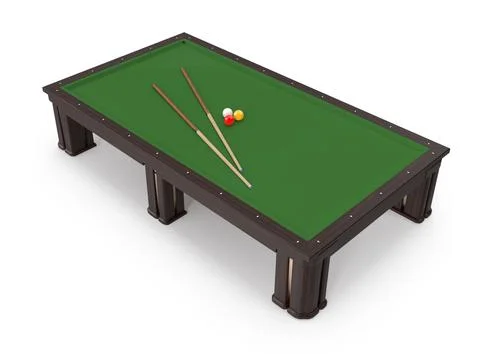 Billiards table isolated on white background. 3D illustration Illustrazione stock