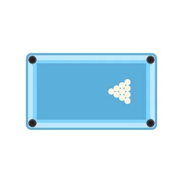 Billiards table with rack of white balls ready for play Stock Illustration