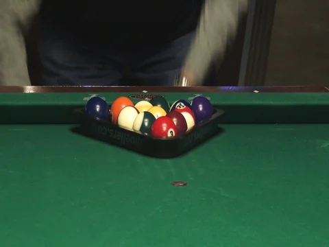 Billiards Tournament - Pool Tournament - Setting Up Balls in the Rack Stock Footage 85057192