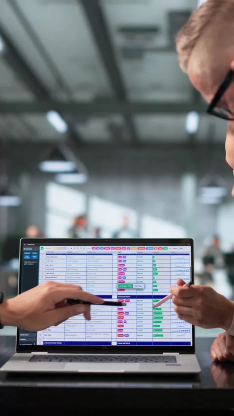 Billing Analyst And Team Reviewing Coding Spreadsheets Stock Footage 338169378