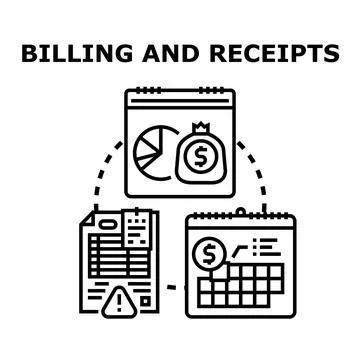 Billing and receipts processing financial data and payments Stock Illustration