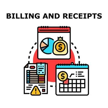 Billing and receipts processing financial data and payments イラスト素材