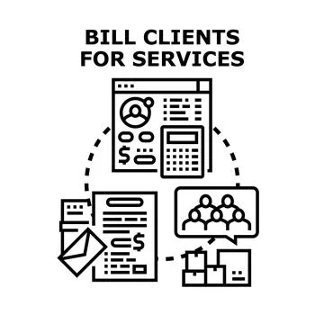 Billing clients for services concept illustration Stock Illustration
