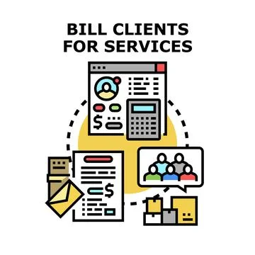 Billing clients for services concept illustration Stock Illustration