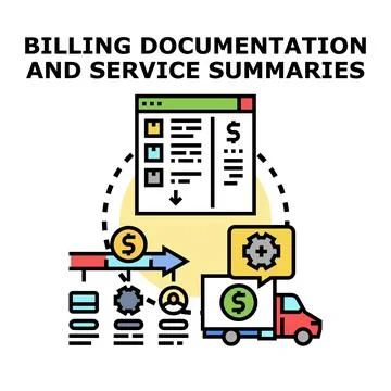 Billing documentation and service summaries processing flow Stock Illustration