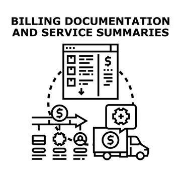 Billing documentation and service summaries processing flow Stock Illustration