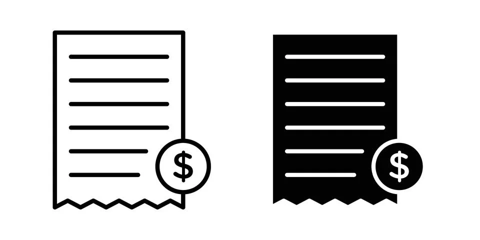 Billing icon solid, line, and editable vector set. Stock Illustration