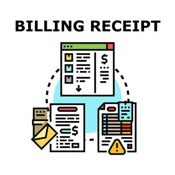 Billing receipt document management process concept Stock Illustration