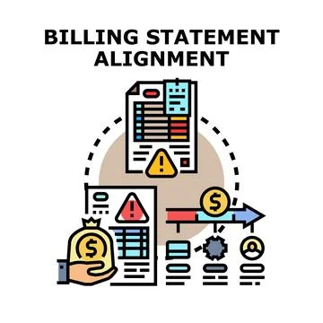 Billing statement alignment process with errors and payment Stock Illustration