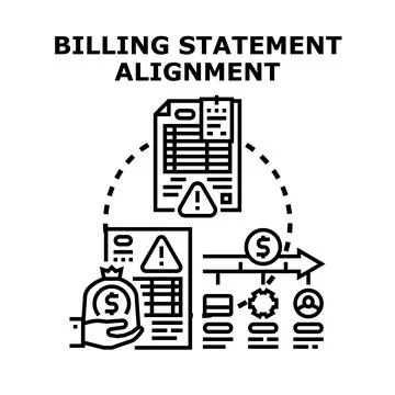 Billing statement alignment process with errors and payment Illustrazione stock