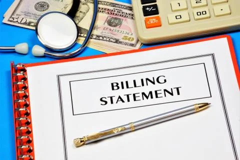 Billing statement. Text inscription in the form on the medical folder Stock Photos