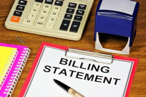 Billing statement. The text label in the folder. Stock Photos
