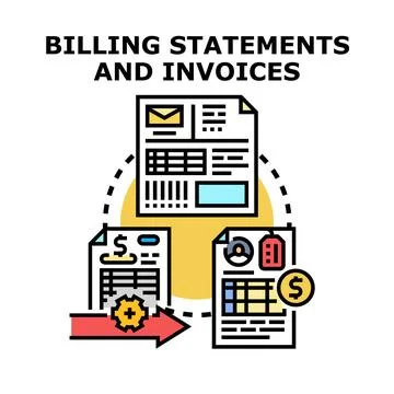 Billing statements and invoices processing cycle vector Stockillustratie