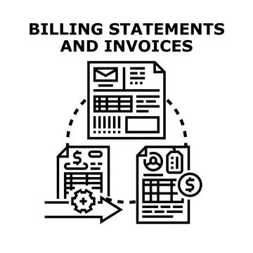 Billing statements and invoices processing cycle vector Stock Illustration