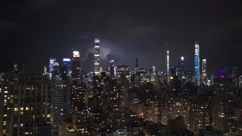 Billionaire's Row Lightning Stock Footage 152040908