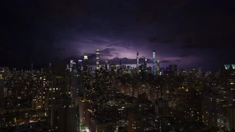 Billionaire's Row Lightning Stock Footage 152119537