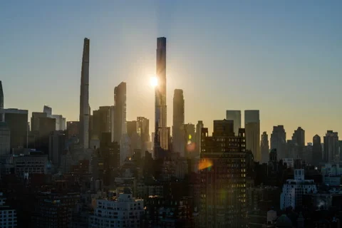 Billionaire's Row Sunset Stock Footage 170785276