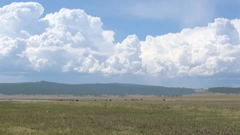 Billowing Clouds Paint Summer Skies Over Khuvsgul Mongolia Stock Footage 344613837