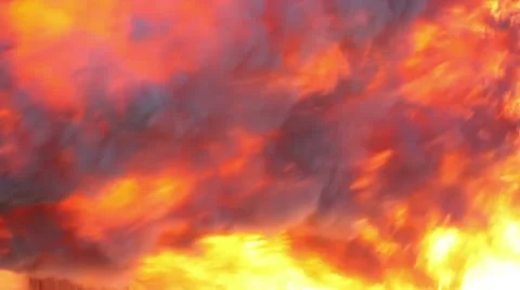 Billowing Fire Extinguished By Water and Resulting Smoke 動画素材 18194259