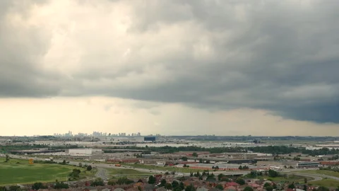 Billowing Gray Clouds In The Sky Over Daytime Traffic In Toronto, Canada. Stock Footage 219761263