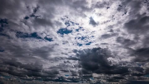 Billowing Storm Clouds Moving Rapidly Through Overcast Sky in Time Lapse Stock Footage 337451852