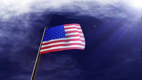 Billowing US Flag noon Stock Footage 122349372