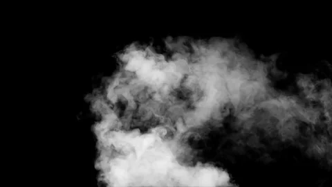 Billowing White Smoke on Black Background Creating Eerie Atmospheric Contra.. Stock Footage 341780820