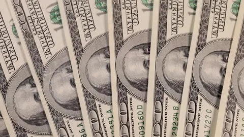 Bills of 100 dollars in a fan, the concept of investment, salary, budget Video stock 221900697