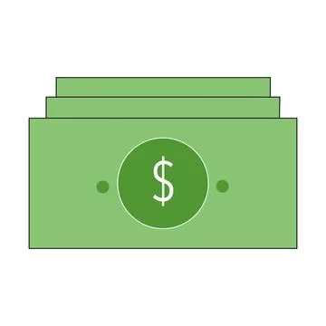 Bills of dollars in the form of an icon on a white background Stock Illustration