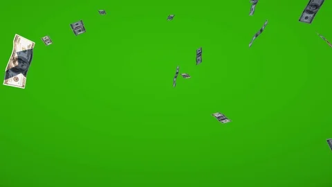 Bills falling downward green screen animation Stock Footage 105829520
