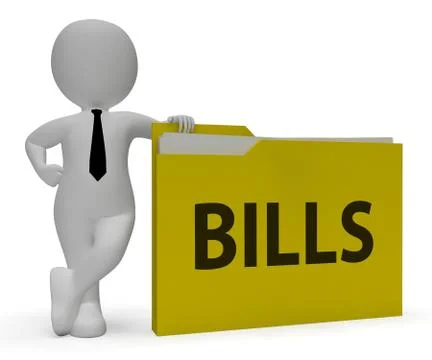 Bills Folder Indicates Arranging Finance And Organized 3d Rendering Stock Illustration
