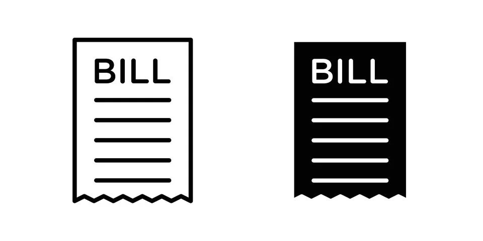 Bills icon solid, line, and editable vector set. Stock Illustration