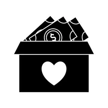 Bills inside box silhouette style icon vector design Illustrazione stock