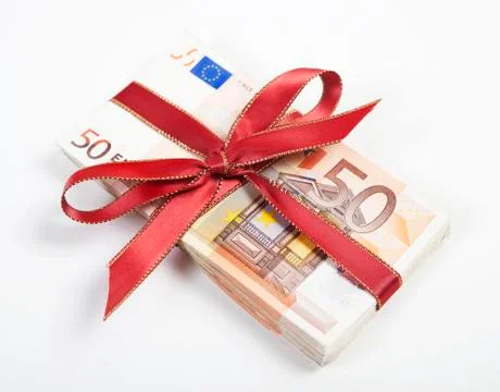 Bills with red ribbon Fotos de archivo