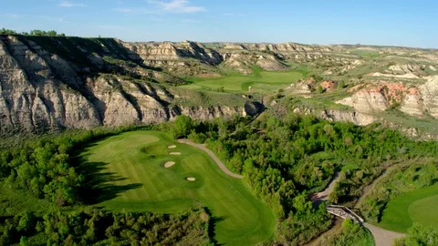 The Billy Pulpit Golf Course in Medora, North Dakota, Aerial Drone Stock-Footage 115046062