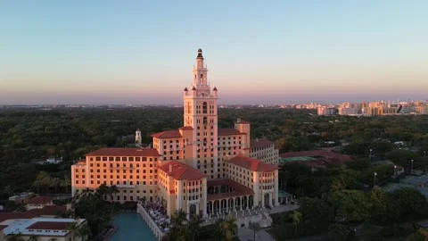 Biltmore Hotel at Sunset 2 Stock Footage 234466623