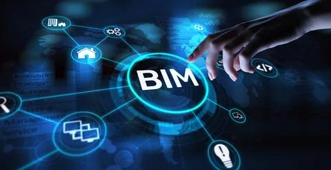 BIM Building Information Modeling for Construction Efficiency, projection on  Stock Photos