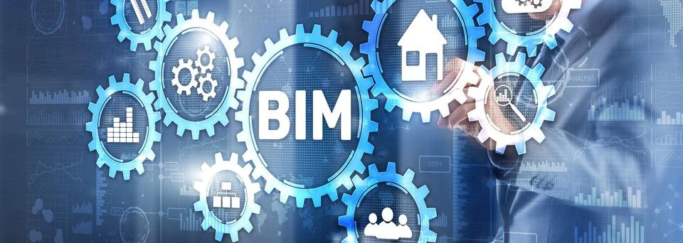 BIM Building Information modeling engineering software system. Mixed media Foto stock