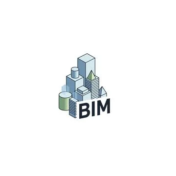 Bim building information modeling isometric concept illustration 库存插图