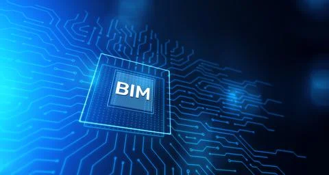 BIM Building Information Modeling Technology concept on virtual screen Stock Illustration