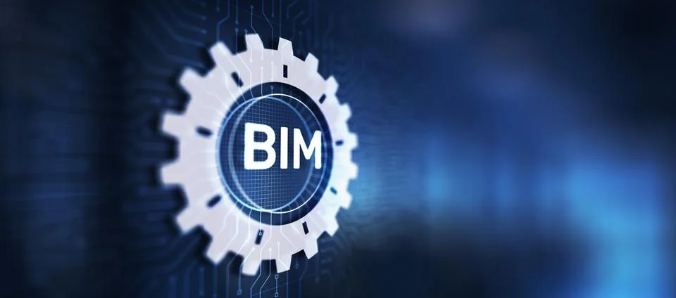 BIM Building Information Modeling Technology concept on virtual screen. Stock Illustration