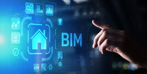 BIM Building Information Modeling Technology concept on virtual screen. Fotos de archivo