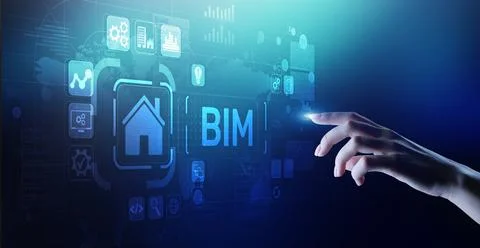 BIM Building Information Modeling Technology concept on virtual screen. Fotos de archivo
