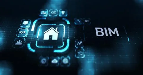 BIM Building Information Modeling Technology concept on virtual screen. Fotos de archivo