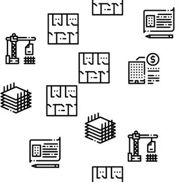 Bim Building Information Seamless Pattern Vector Ilustración de archivo