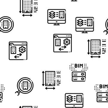 Bim Building Information Seamless Pattern Vector Ilustración de archivo