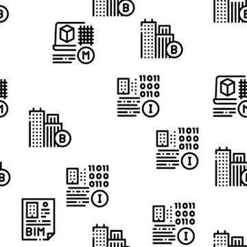 Bim Building Information Seamless Pattern Vector Ilustración de archivo