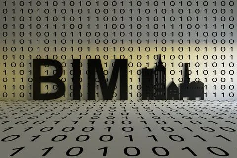 BIM concept text sunlight 3D illustration 스톡 일러스트