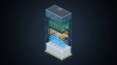 BIM Exploded Building Systems Reveal Animation 스톡 동영상 346935961